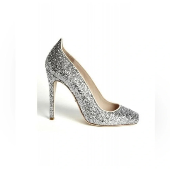 Jerome Rousseau Glittery Silver Evening Stiletto pumps EU 37 US 6.5 - Picture 1 of 9